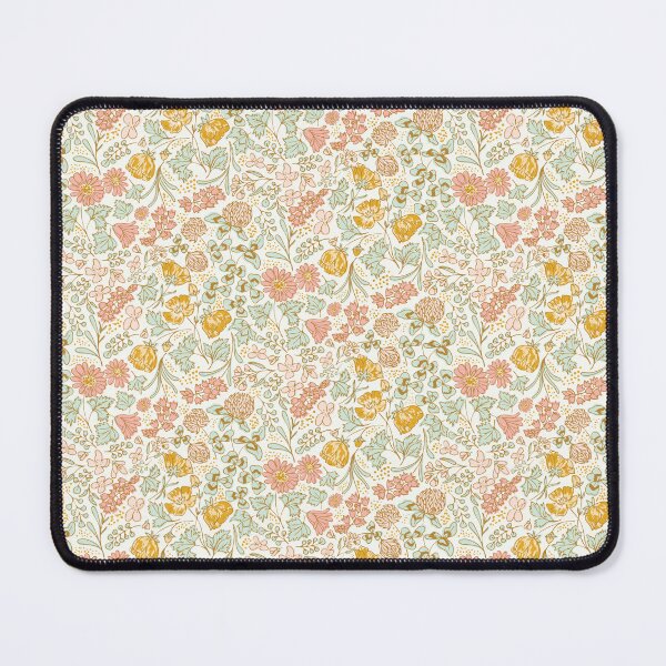 Item preview, Wildflower Meadow: Blossoms of Bluebells, Buttercups, and Clovers" Design for Dresses, Table Runners, and Throw Pillows in cream, pink, mint, gold, Liberty London style, ditsy florals designed and sold by Jean-Pham.