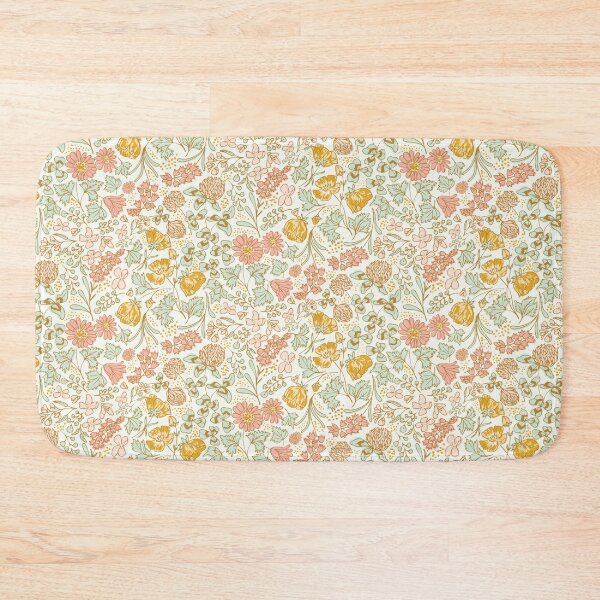 Item preview, Wildflower Meadow: Blossoms of Bluebells, Buttercups, and Clovers" Design for Dresses, Table Runners, and Throw Pillows in cream, pink, mint, gold, Liberty London style, ditsy florals designed and sold by Jean-Pham.
