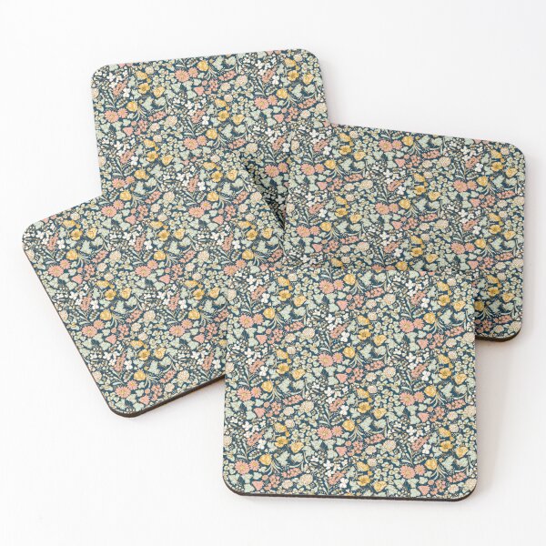Item preview, Wildflower Meadow: Blossoms of Bluebells, Buttercups, and Clovers" Design for Dresses, Table Runners, and Throw Pillows in cream, pink, mint, gold, Liberty London style, ditsy florals designed and sold by Jean-Pham.