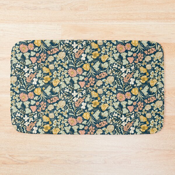 Item preview, Wildflower Meadow: Blossoms of Bluebells, Buttercups, and Clovers" Design for Dresses, Table Runners, and Throw Pillows in cream, pink, mint, gold, Liberty London style, ditsy florals designed and sold by Jean-Pham.