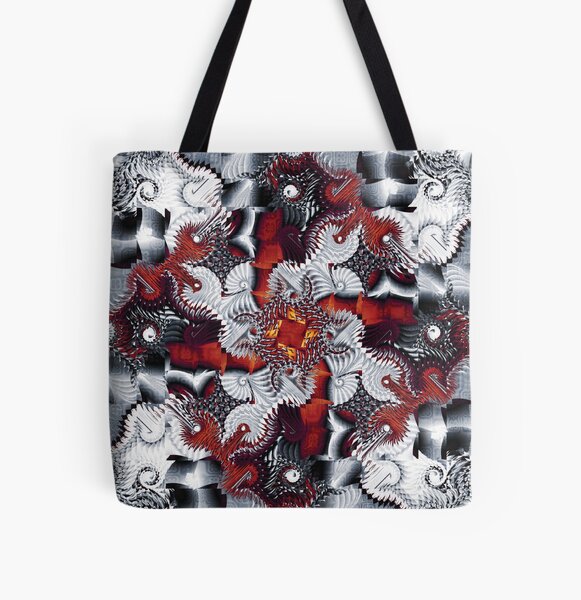 Art Tote Bag - Silver on Red —