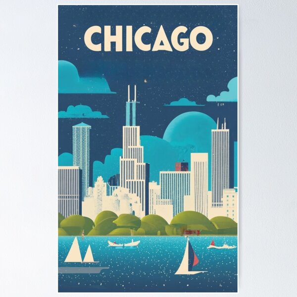 Item preview, A Vintage Travel Art of Chicago - Illinois - US  designed and sold by GoodOldVintage.