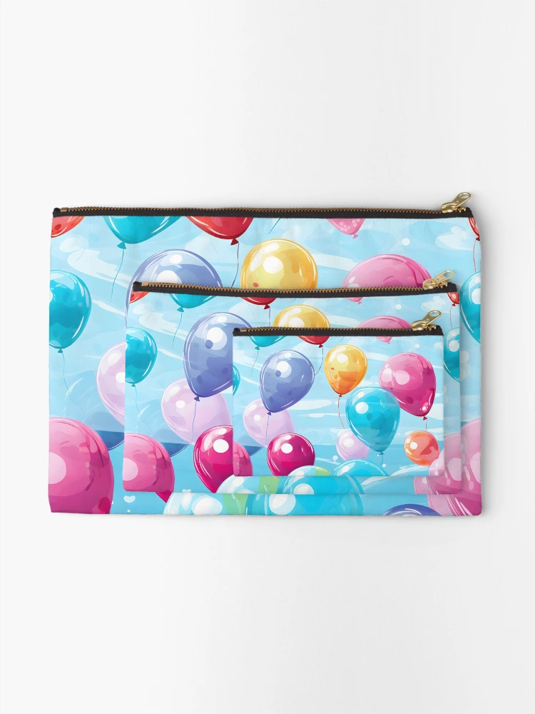 Thumbnail 2 of 4, Zipper Pouch, Colorful Balloons Pattern designed and sold by SamDoesDesign.