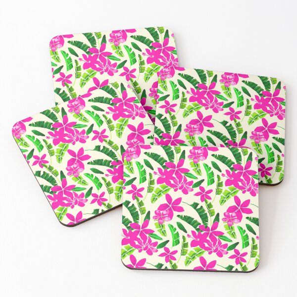 Item preview, Tropical Banana Leaf Hibiscus Pattern- Pink and Green designed and sold by KatrinMcgooganArt.