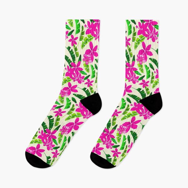 Item preview, Tropical Banana Leaf Hibiscus Pattern- Pink and Green designed and sold by KatrinMcgooganArt.