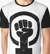 Feminist Raised Fist - Distressed Graphic T-Shirt
