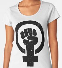 Feminist Raised Fist - Distressed Women's Premium T-Shirt