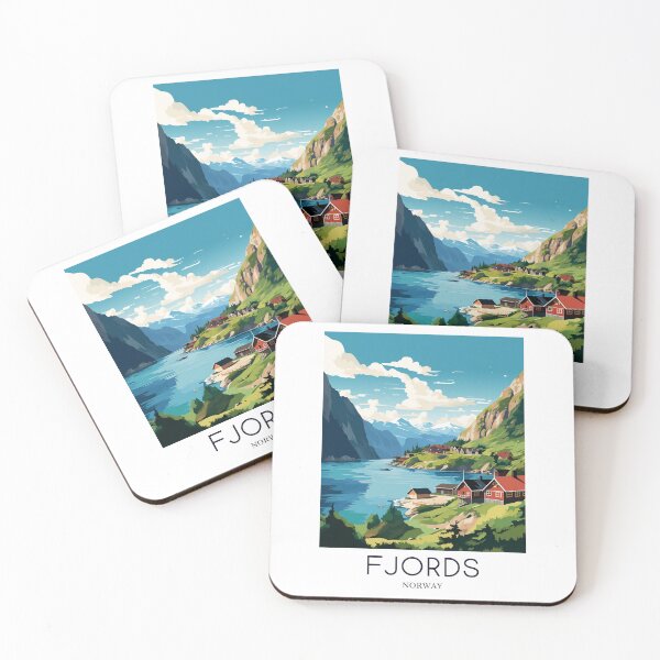 Item preview, A Pop Art Travel Print of the Fjords - Norway  designed and sold by StudioRedKoala.