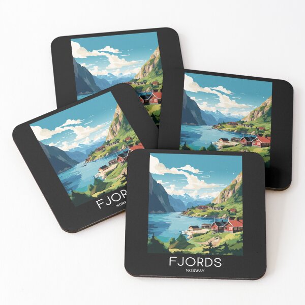 Item preview, A Pop Art Travel Print of the Fjords - Norway  designed and sold by StudioRedKoala.