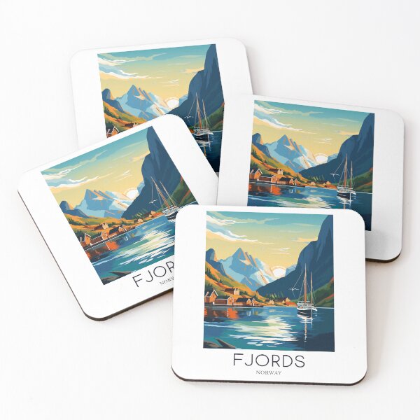 Item preview, A Pop Art Travel Print of the Fjords - Norway  designed and sold by StudioRedKoala.