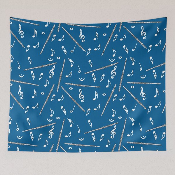 Item preview, Flute White Music Note Blue designed and sold by BartholGraphics.