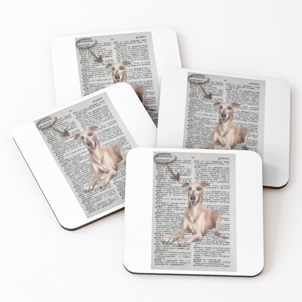 Item preview, Happy Greyhound dog on a dictionary page designed and sold by Funsize-Art.
