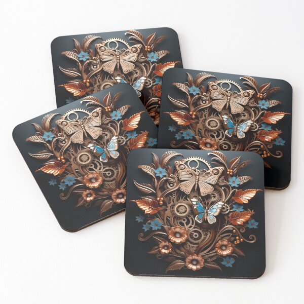 Item preview, Beautiful ornate metal flowers and butterflies art print designed and sold by dcrc.
