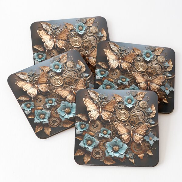 Item preview, Beautiful ornate metal flowers and butterflies art print designed and sold by dcrc.