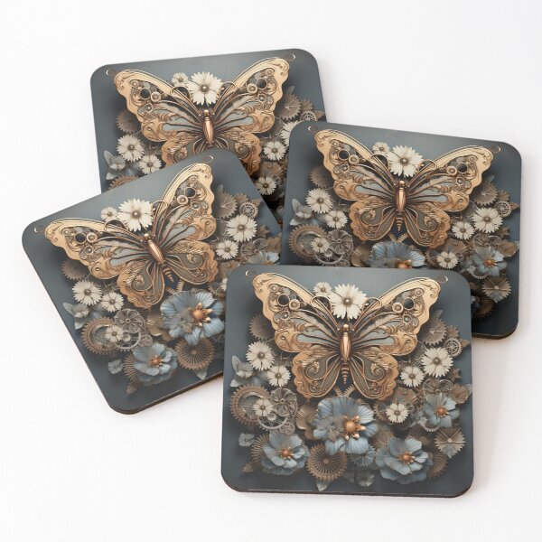 Item preview, Beautiful ornate metal flowers and butterflies art print designed and sold by dcrc.