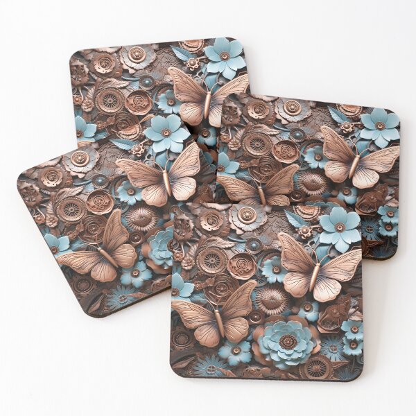 Item preview, Beautiful ornate metal flowers and butterflies art print designed and sold by dcrc.