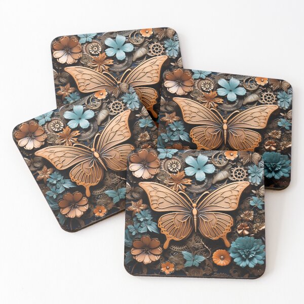 Item preview, Beautiful ornate metal flowers and butterflies art print designed and sold by dcrc.