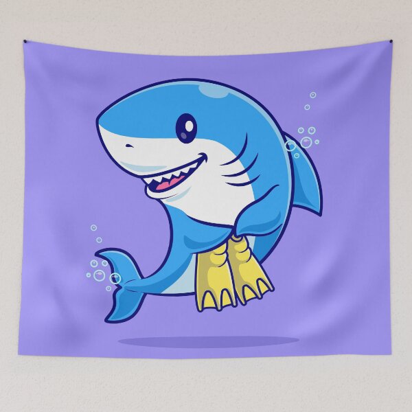 Item preview, Cute Shark Snorkeling Cartoon Vector Icon designed and sold by hjian8219.