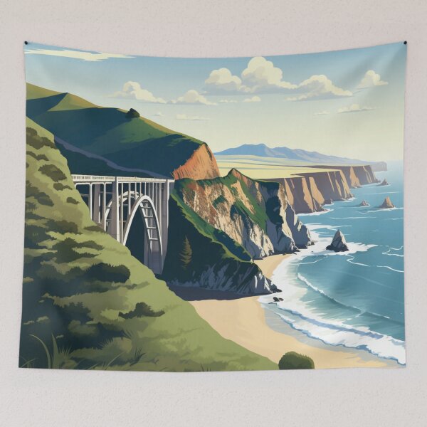 Item preview, A Vintage Travel Illustration of Big Sur - California - US designed and sold by GoodOldVintage.