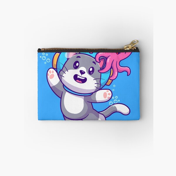 Item preview, Cute Cat Diving with Octopus Cartoon Vector Icon designed and sold by hjian8219.