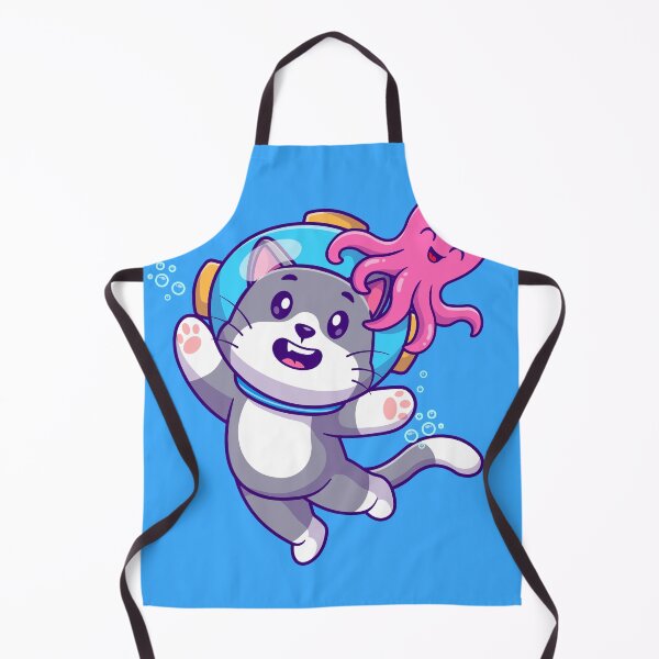 Item preview, Cute Cat Diving with Octopus Cartoon Vector Icon designed and sold by hjian8219.