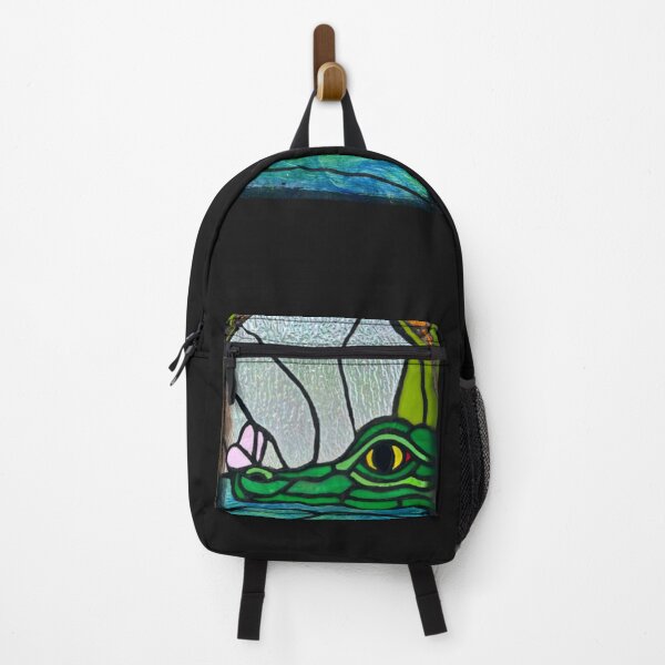 Item preview, Stain glass alligator with butterfly, cattails, swamp scene designed and sold by Whateverboss.
