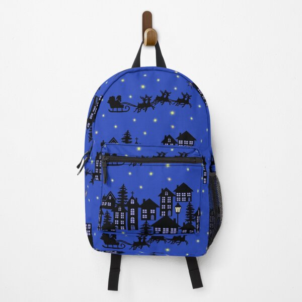 Item preview, Small town at Christmas on royal blue designed and sold by QuirkyCraftz.