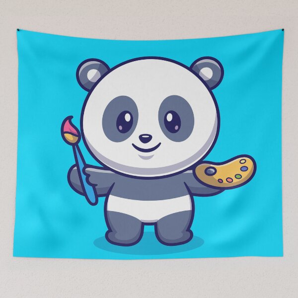 Item preview, Cute Panda Painting Cartoon Vector Icon designed and sold by hjian8219.