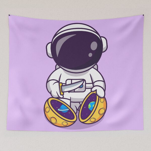 Item preview, Cute Astronaut Slashing Moon with Knife Cartoon Vector Icon designed and sold by hjian8219.