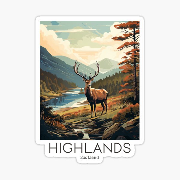 Item preview, A Vintage Travel Illustration of the Highlands - Scotland  designed and sold by GoodOldVintage.