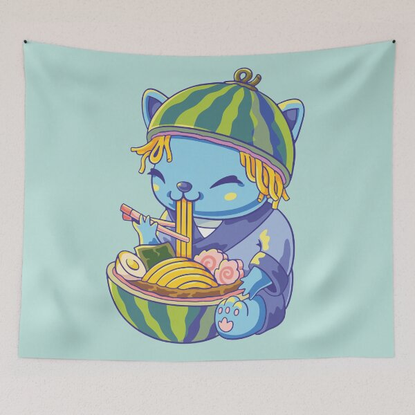 Item preview, Chibi cat eats ramen designed and sold by distressedkafe.