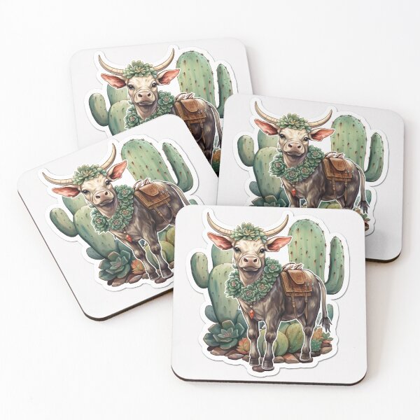 Artikelvorschau, Cute Boho Cow with Horns Boho Cactus and Succulents entworfen und verkauft von Redbubblesassy.
