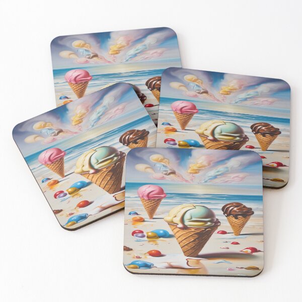 Item preview, Ice cream beach surrealist painting designed and sold by druidwolfart.