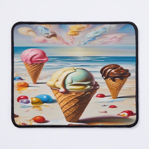 Item preview, Ice cream beach surrealist painting designed and sold by druidwolfart.