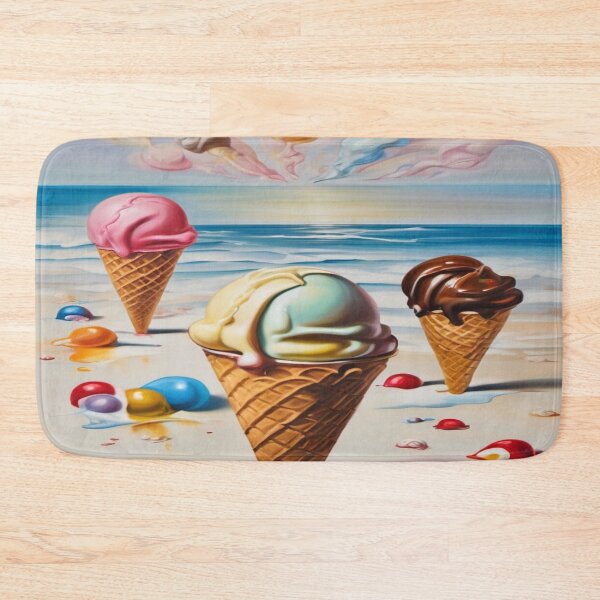 Item preview, Ice cream beach surrealist painting designed and sold by druidwolfart.