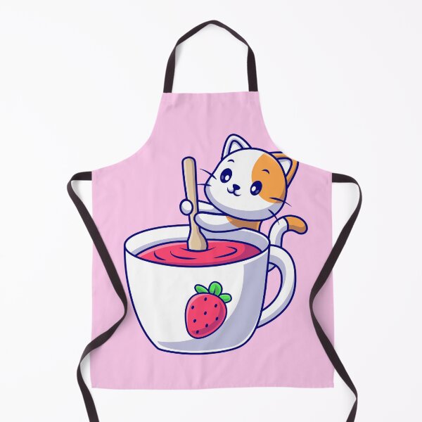Item preview, Cute Cat Mixing Strawberry Cup Cartoon Vector Icon Illustration designed and sold by hjian8219.
