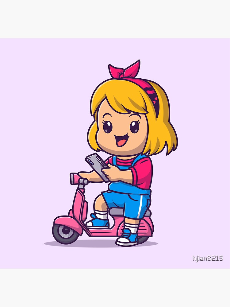 Pegatina for Sale con la obra «Linda chica jugando teléfono en