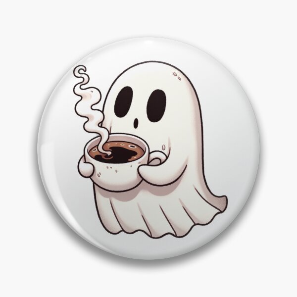Item preview, Spooky ghost drinking hot coffee designed and sold by QuickFill.