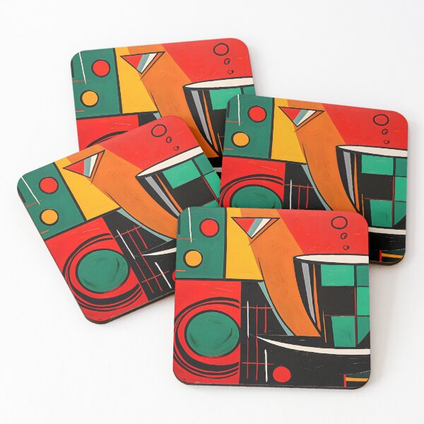 Item preview, Coffee Canvas: A Geometric Fusion of Bold Colors and Artistic Styles in Hues AI Generated designed and sold by OlfactoART Studio.
