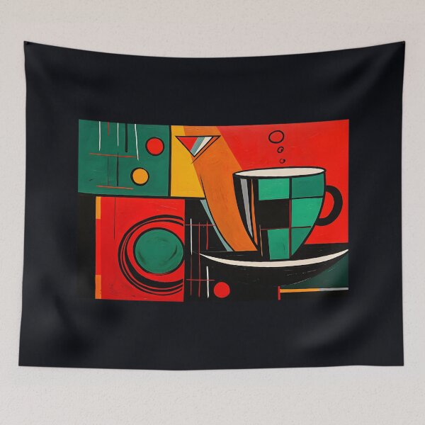 Item preview, Coffee Canvas: A Geometric Fusion of Bold Colors and Artistic Styles in Hues AI Generated designed and sold by OlfactoART Studio.