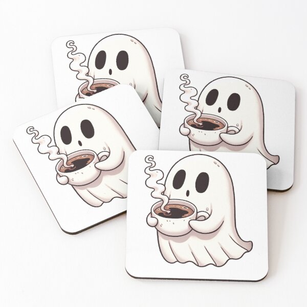 Item preview, Spooky ghost drinking hot coffee designed and sold by QuickFill.