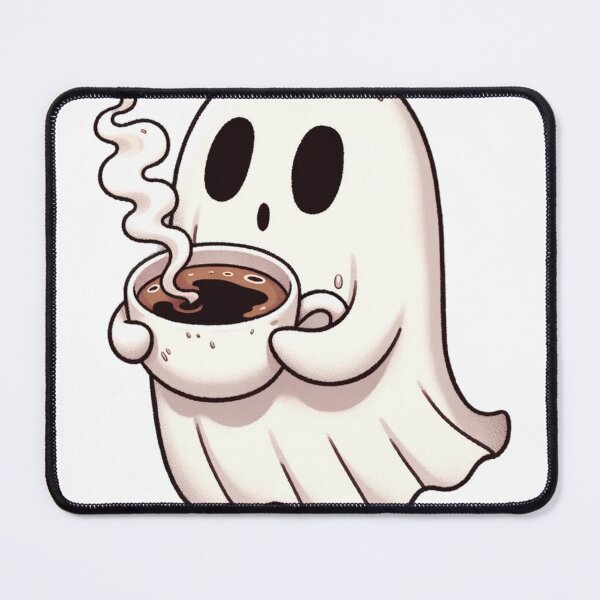 Item preview, Spooky ghost drinking hot coffee designed and sold by QuickFill.