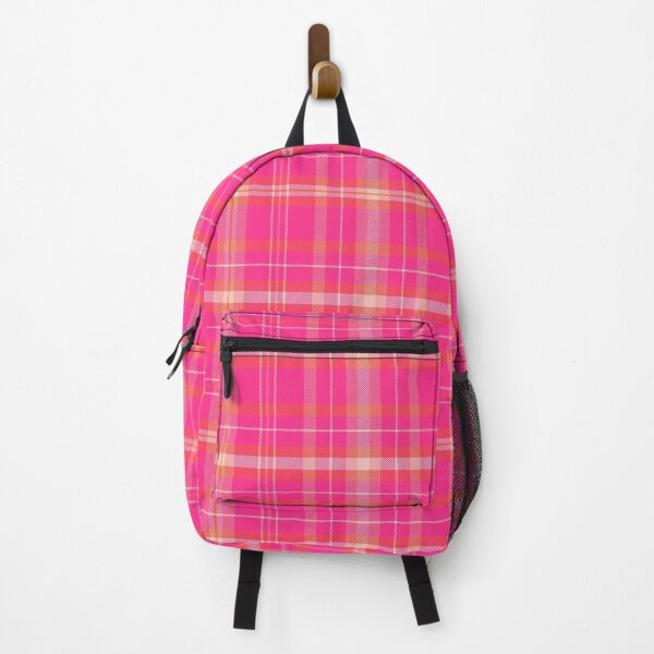 Item preview, Boho bright pink plaid on cream orange designed and sold by Ilze Lucero.