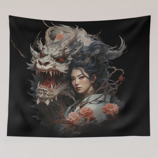 Item preview,  Woman Cherry Blossom  With Japanese Dragon designed and sold by Obsidian Ink by Wilshire.