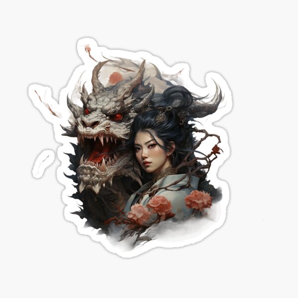 Item preview,  Woman Cherry Blossom  With Japanese Dragon designed and sold by Purelite Art.