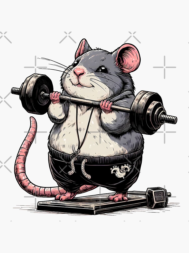 Deadlift Rat Sticker for Sale by teaandink