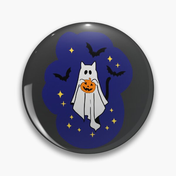 Item preview, Spooky Ghost with pumpkin and bats surrounding Halloween decor designed and sold by adesignworld.