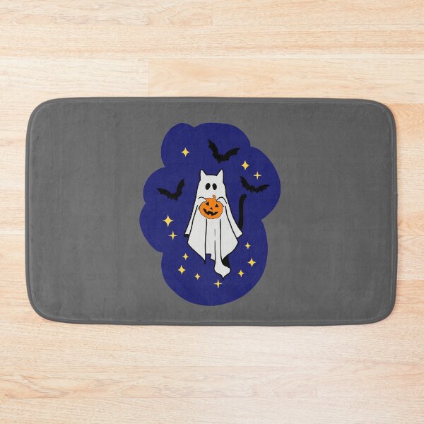 Item preview, Spooky Ghost with pumpkin and bats surrounding Halloween decor designed and sold by adesignworld.