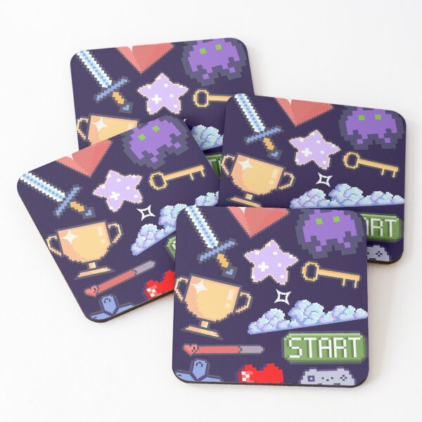 Item preview, Colorful pixel art videogame pattern designed and sold by ruelessdesign.
