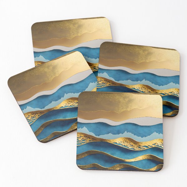 Item preview, Gold and Blue Ocean Waves designed and sold by Golden-Feathers.